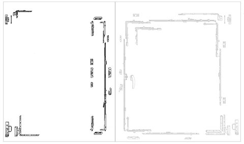 1401-1600 mm falc magasságú szárnyperemrúdzár garnitúra kétszárnyas faablak nyíló oldalára